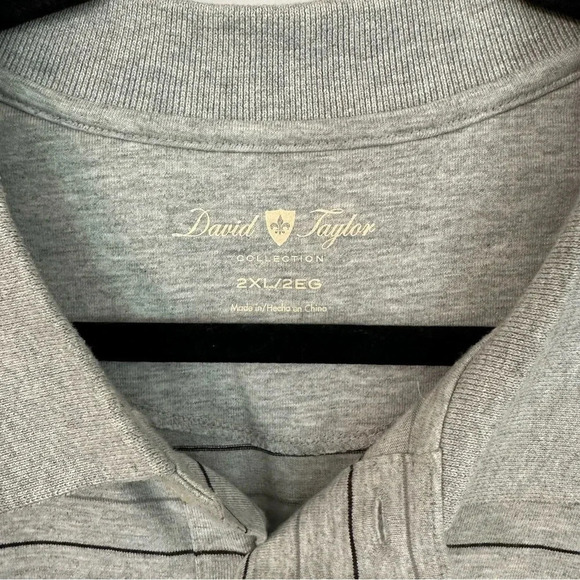 David Taylor Collection Men's Short Sleeve Gray & Black Striped Polo Sz 2XL GUC - Picture 3 of 6